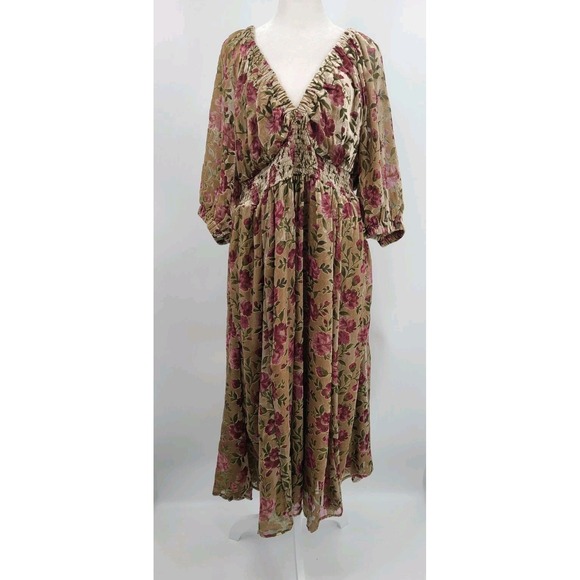 Torrid Velvet Burnout Floral Midi Women Dress 1X Coquette Fairy Whimsy Indie - Picture 3 of 16